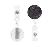 Retractable Badge Holders Heavy Duty Badge Reels Purple Black Goth Spooky Badge Holder Retractable Clip ID Card Holders Key Card Work Badge Clip for Nurse Teacher Office Accessories