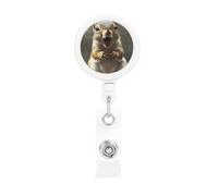 Retractable Badge Holders Heavy Duty Badge Reels Squirrel Funny Animal Badge Holder Retractable Clip ID Card Holders Key Card Work Badge Clip for Nurse Teacher Office Accessories Gifts