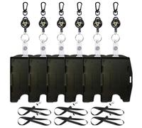 Retractable Badge Holders Set, 6 PCS ID Card Holders with Carabiner Clip Keyring, Reusable Retractable Lanyard with Card Holder, Security ID Badge Holders for ID Card, Work Permit