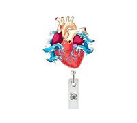 Retractable Badge Holders | Vertical Heart Design Name Card Holder - Retractable ID Badge Clip | For Nurse, Doctor, Teacher, Student, Assistant, Employee, Men and