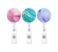 Retractable Badge Reel - 3 Pack Metal Holder | Heavy Duty Key Ring Belt Clip | Name Tag Keychain for Nurse Teacher Student, Quick Access Work Office School Volunteer Accessories