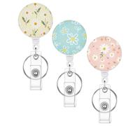 Retractable Badge Reel - 3 Pack Metal Holder | Heavy Duty Key Ring Belt Clip | Name Tag Keychain for Nurse Teacher Student, Quick Access Work Office School Volunteer Accessories