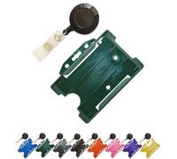 Retractable Badge Reel Black Mini from PCL Media ltd with ID Card Holder Retractable ID Badge Holder Holds 1 Card 86 x 54mm (Green)