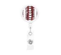 Retractable Badge Reel Holder with Clip and Keychain Funny Cute Badge Clips Id Card Badge Holder Baseball Softball Laces Badge Reels for Office Worker Doctor Nurse