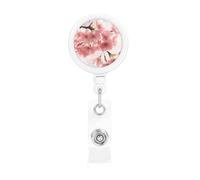 Retractable Badge Reel Holder with Clip and Keychain Funny Cute Badge Clips Id Card Badge Holder Cherry Blossom Badge Reels for Office Worker Doctor Nurse