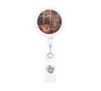 Retractable Badge Reel Holder with Clip and Keychain Funny Cute Badge Clips Id Card Badge Holder Christmas Picture Badge Reels for Office Worker Doctor Nurse