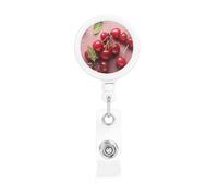 Retractable Badge Reel Holder with Clip and Keychain Funny Cute Badge Clips Id Card Badge Holder Lovely Sweet Red Cherry Badge Reels for Office Worker Doctor Nurse