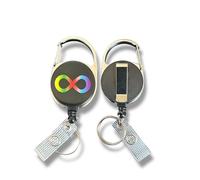 Retractable Badge Reel/ID Card Holder, Belt Clip, Neurodiversity Design (1, Black)