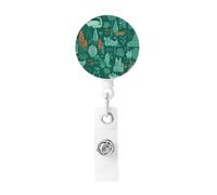 Retractable Badge Reel with Alligator Clip, Green Animals Pattern Badge Reel for Office Worker Doctor Nurse Decorative Name Reel
