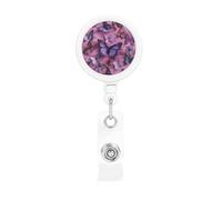 Retractable Badge Reel with Belt Clip and Key Ring Batch Holder Name Badge Clips All Butterflies are on Purple Background ID Card Holder for Office Worker Doctor Nurse ID BadgeReel Keychain