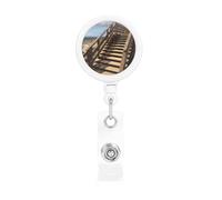 Retractable Badge Reel with Belt Clip and Key Ring Batch Holder Name Badge Clips Board Walk Stair ID Card Holder for Office Worker Doctor Nurse ID Badge Reel Keychain