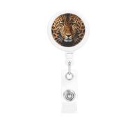 Retractable Badge Reel with Belt Clip and Key Ring Batch Holder Name Badge Clips Depict a Leopard ID Card Holder for Office Worker Doctor Nurse ID BadgeReel Keychain