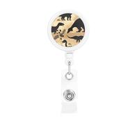 Retractable Badge Reel with Belt Clip and Key Ring Batch Holder Name Badge Clips Dinosaur Silhouette ID Card Holder for Office Worker Doctor Nurse ID Badge Reel Keychain