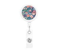 Retractable Badge Reel with Belt Clip and Key Ring Batch Holder Name Badge Clips Scales and Flowers Pattern ID Card Holder for Office Worker Doctor Nurse ID BadgeReel Keychain