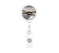 Retractable Badge Reel with Belt Clip and Key Ring Batch Holder Name Badge Clips World War 2 Aircraft Airplane ID Card Holder for Office Worker Doctor Nurse ID Badge Reel Keychain