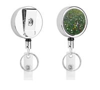 Retractable Badge Reel with Stainless Steel Clip and Keyring - Heavy Duty Metal ID Card Holder Name Tag Holders A Field of Wild Flowers Badge Holder for Office Teacher Doctor Nurse