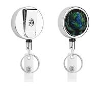 Retractable Badge Reel with Stainless Steel Clip and Keyring - Heavy Duty Metal ID Card Holder Name Tag Holders Hands Holding The Earth Badge Holder for Office Teacher Doctor Nurse