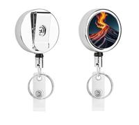 Retractable Badge Reel with Stainless Steel Clip and Keyring - Heavy Duty Metal ID Card Holder Name Tag Holders Marble Patterns Resembling Mountain Peaks Badge Holder for Office Teacher Doctor Nurse