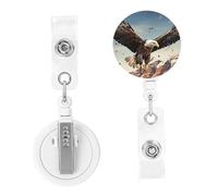 Retractable Badge Reels an Eagle Flies Over Badge Holders ID Card Badge Holder with Alligator Clip ID Badge Holder for Women Men Hanging Badge Clip for Office Doctor Worker