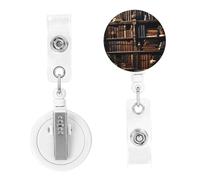 Retractable Badge Reels Books on The Bookshelf Badge Holders ID Card Badge Holder with Alligator Clip ID Badge Holder for Women Men Hanging Badge Clip for Office Doctor Worker
