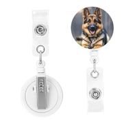 Retractable Badge Reels German Shepherd Badge Holders ID Card Badge Holder with Alligator Clip ID Badge Holder for Women Men Hanging Badge Clip for Office Doctor Worker