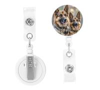 Retractable Badge Reels German Shepherd Dog Lovers Badge Holders ID Card Badge Holder with Alligator Clip ID Badge Holder for Women Men Hanging Badge Clip for Office Doctor Worker