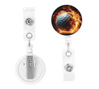 Retractable Badge Reels Golf Ball on fire Badge Holders ID Card Badge Holder with Alligator Clip ID Badge Holder for Women Men Hanging Badge Clip for Office Doctor Worker