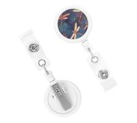 Retractable Badge Reels Heavy Duty Badge Holder with Clip Cute Nurse Badge Reel Name Decorative Badge Clip Hand Painted Dragonfly ID Card Holders for Office Worker Doctor Nurse