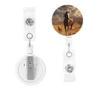 Retractable Badge Reels Horse in Desert Badge Holders ID Card Badge Holder with Alligator Clip ID Badge Holder for Women Men Hanging Badge Clip for Office Doctor Worker