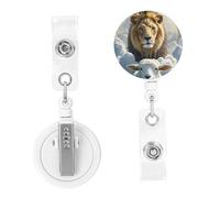 Retractable Badge Reels Lamb with A Lion Clouds Badge Holders ID Card Badge Holder with Alligator Clip ID Badge Holder for Women Men Hanging Badge Clip for Office Doctor Worker