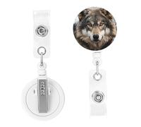 Retractable Badge Reels Lmage of Wolf in The Snow Badge Holders ID Card Badge Holder with Alligator Clip ID Badge Holder for Women Men Hanging Badge Clip for Office Doctor Worker