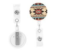 Retractable Badge Reels Native American Patterns Badge Holders ID Card Badge Holder with Alligator Clip ID Badge Holder for Women Men Hanging Badge Clip for Office Doctor Worker