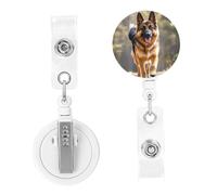 Retractable Badge Reels Running German Shepherd Dog Badge Holders ID Card Badge Holder with Alligator Clip ID Badge Holder for Women Men Hanging Badge Clip for Office Doctor Worker