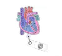 Retractable Badge Reels with Heart Lung Brain Design, Reel Clips Extendable Key Chain Lanyard Belt Clip for ID Card Badge Holder(Heart)