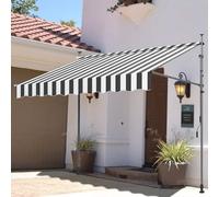 Retractable Balcony Awning, No Drill Clamp Awning with Hand Crank, Roll-Up Design, Ideal for Privacy and Wind Protection on Balconies, Gardens, and Patios (Gray Rod, 300 cm)