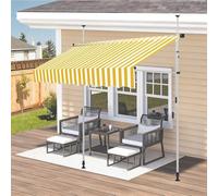 Retractable Balcony ning Adjustable Window Canopy Easy No-Drill Installat Perfect for Doors Gardens Patios - Yellow & White 3.5M/11.5FT