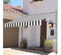Retractable Balcony ning Without Drilling Manual Crank Sune UV Resistant & Adjustable Height Waterproof Patio Canopy 200 250 300 350 400cm Grey & White