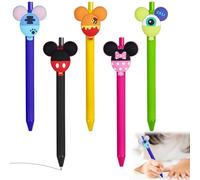 Retractable Ballpoint Pen, 5PCS Cartoon Ballpoint Pen, Cute Animal Gel Ink Pens Mouse Head Character Ears Pens, Jumbo Signature Princess Pen for Office Student Kids Supplies Present