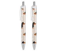 Retractable Ballpoint Pens, 0.5mm Point Black Ink Ball Point Pen, Wiener Dog Doxie Dachshund Weiner Dog Pet Dogs Ball Pens Smooth Writing Office Supplies 2 Pcs