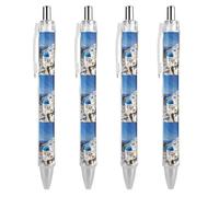 Retractable Ballpoint Pens with Pocket Clip Black Gel Pen 0.5mm Fine Point Quick-Dry Liquid Ink Santorini Greek Island Sea View Rollerball Pens Smooth Writing Office Supplies for Journaling Note Takin