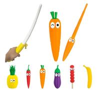Retractable Banana Sword - Flick to Unleash 16in Swords, 3D-Printed Flexible Material, 3D Printed Sword, Funny Prop Swords Toys for Stress Relief, Novelty Holiday Role-Playing Prop Toy (Carrot)