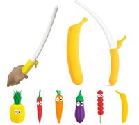 Retractable Banana Sword - Flick to Unleash 16in Swords, 3D-Printed Flexible Material, 3D Printed Sword, Funny Prop Swords Toys for Stress Relief, Novelty Holiday Role-Playing Prop Toy (Banana)