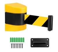 Retractable Barrier, 10m Magnetic Barrier Tape, Black and Yellow Cordon, Crowd Control Safety Barrier, Cordon Barrier for School, Airports, Hotel, Playground