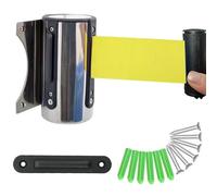 Retractable Barrier， 2/3/5 M Wall Mounted Retractable Yellow Security Belt Rope Barrier Cordon for School Airports Hotel Playground(2M/6.5FT)