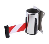 Retractable Barrier 5M Retractable Queue Barrier Belt People Guidance Stainless Steel Demarcation Belt Belt for Wall Mounting for Crowd Control(Red White)