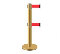 Retractable Barrier Belt, Heavy-Duty Steel Post for Crowd Control, Double-Layer Isolation Strap, Telescopic Safety Belt, 2m Gold Stanchion for Event Management