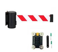 Retractable Barrier， Magnetic Retractable Wall Barrier 2/3/5M Red White with Black Steel Case for Grocery Retail Store Stadium(3M/9.8FT)