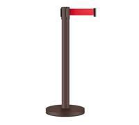 Retractable Barrier Post with Rubber Base, Red Belt, Queue Management Safety Barrier for Retail Stores, Stainless Steel