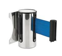 Retractable Barrier Tape - Stainless Steel Wall-Mounted Crowd Control Outdoor Sports Post Queue Management 2/3/5 Meters (Blue Expandable)