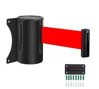 Retractable Barrier Tape, Wall Mounted with 2M/3M/5M Red Belt-Crowd Control Barrier for Indoor Outdoor Grocery Retail Store Stadium School(A,2M/6.5FT)
